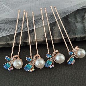 4pcs Blue Butterfly Hairpin Set Evening Party Bal